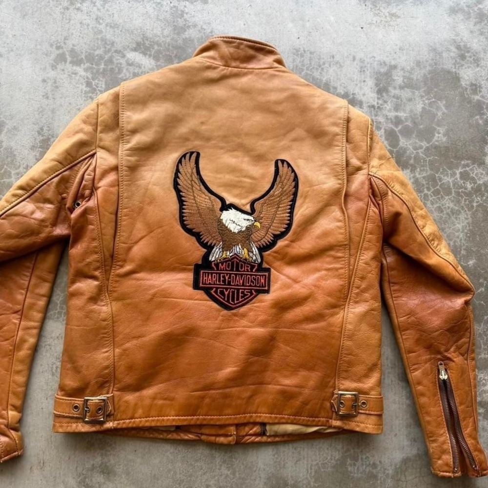 Vintage Schott Cafe Racer Caramel Burnt Orange patina biker moto jacket 14 - Picture 4 of 8